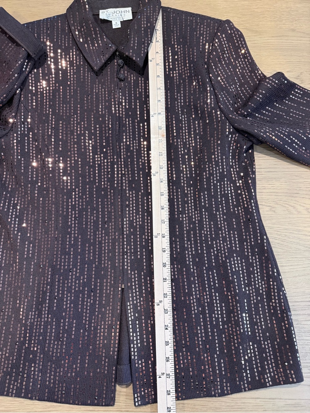 St John Evening By Marie Gray Vintage Sequin Knit Zip Jacket 14 Statement Glam - Picture 12 of 15
